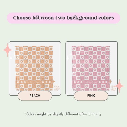 Checkered Flower Personalized Blanket