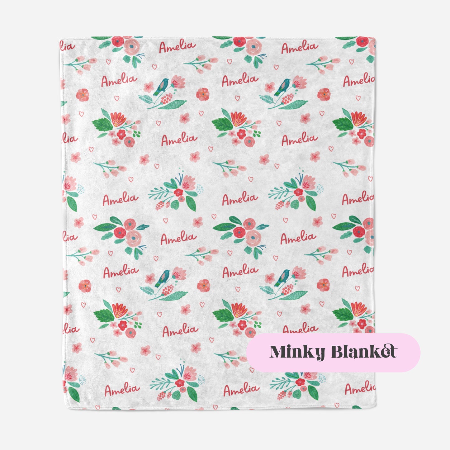 Floral Blanket with Personalized Name