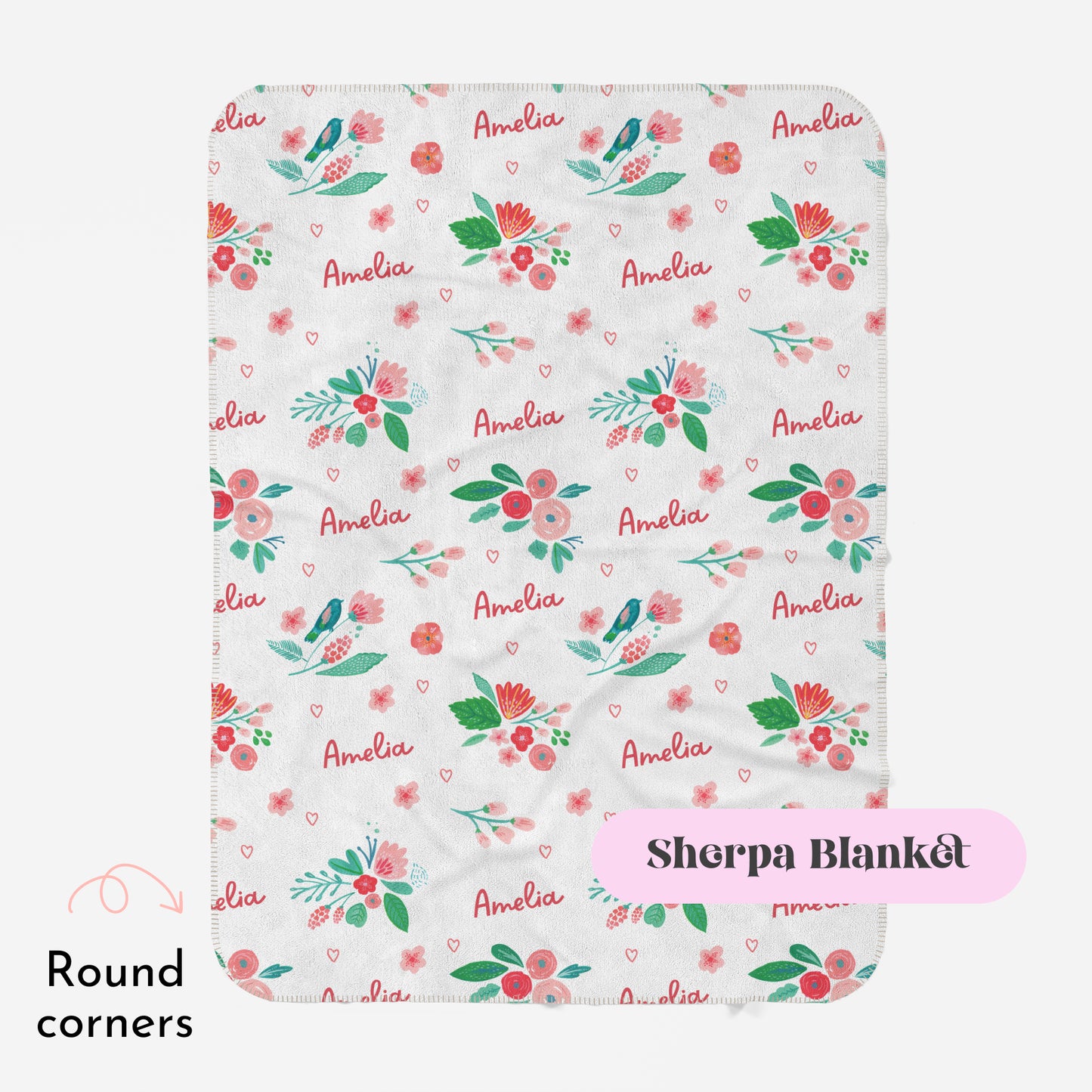 Floral Blanket with Personalized Name