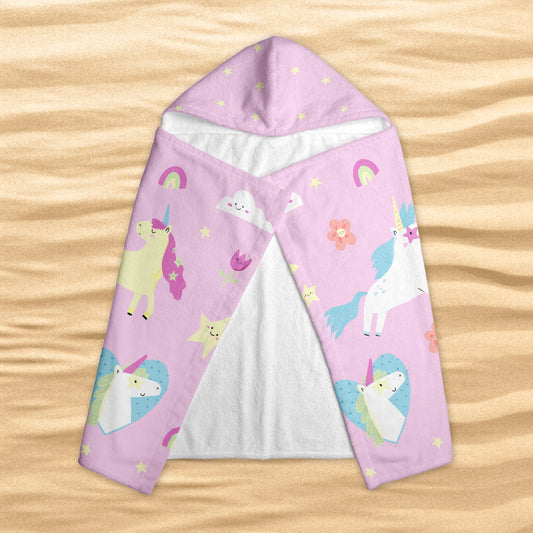 Kids Unicorn Personalized Hooded Beach Towel